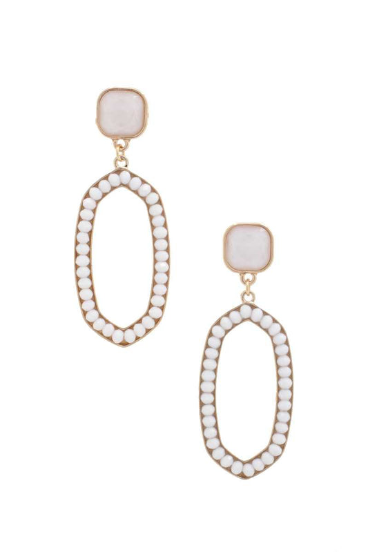 Beaded Oval Post Drop Earring - Absolute Fashion 2020