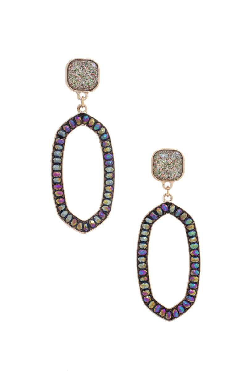 Beaded Oval Post Drop Earring - Absolute Fashion 2020