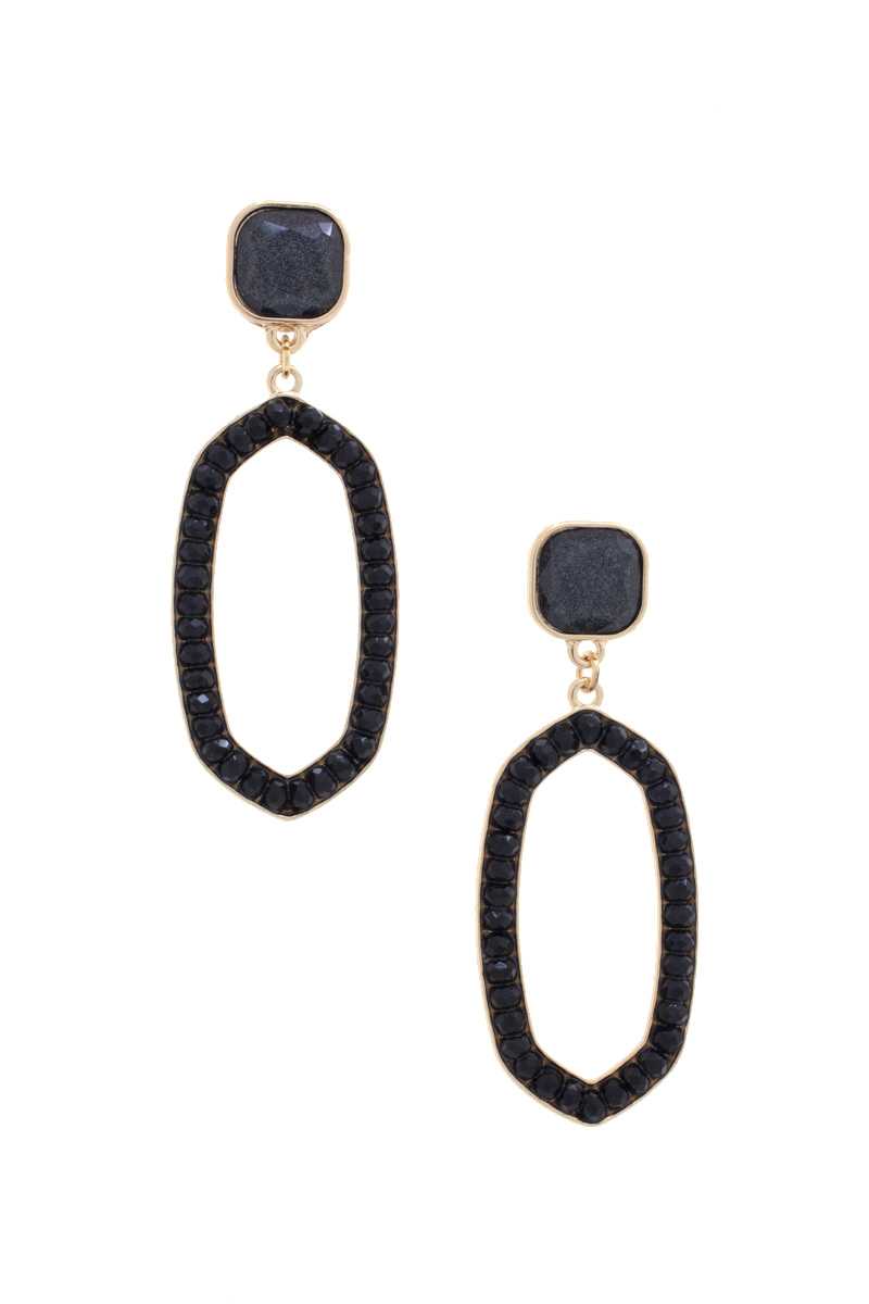 Beaded Oval Post Drop Earring - Absolute Fashion 2020