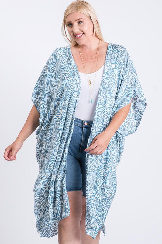 Zebra Print Short Sleeve Maxi Kimono - Absolute Fashion 2020