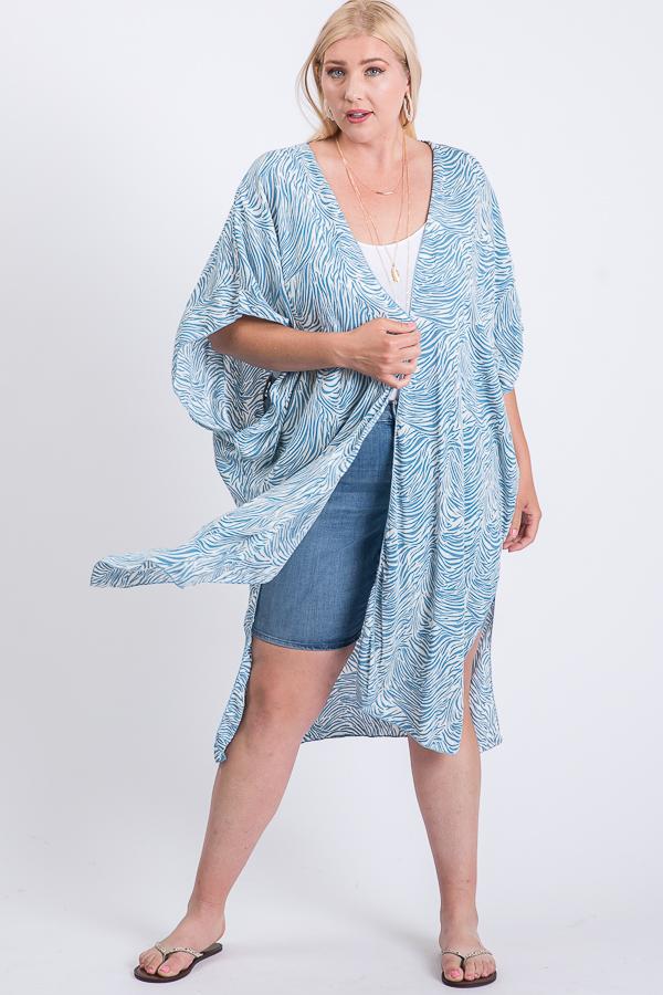 Zebra Print Short Sleeve Maxi Kimono - Absolute Fashion 2020