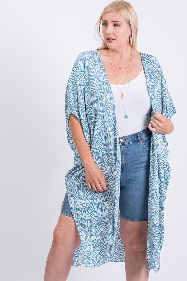 Zebra Print Short Sleeve Maxi Kimono - Absolute Fashion 2020