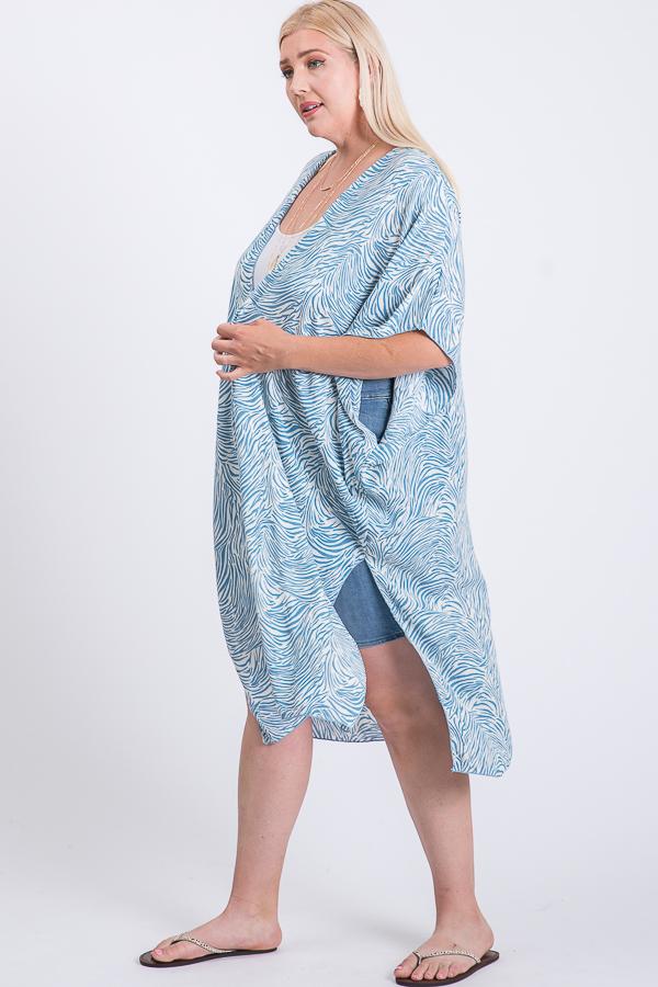 Zebra Print Short Sleeve Maxi Kimono - Absolute Fashion 2020
