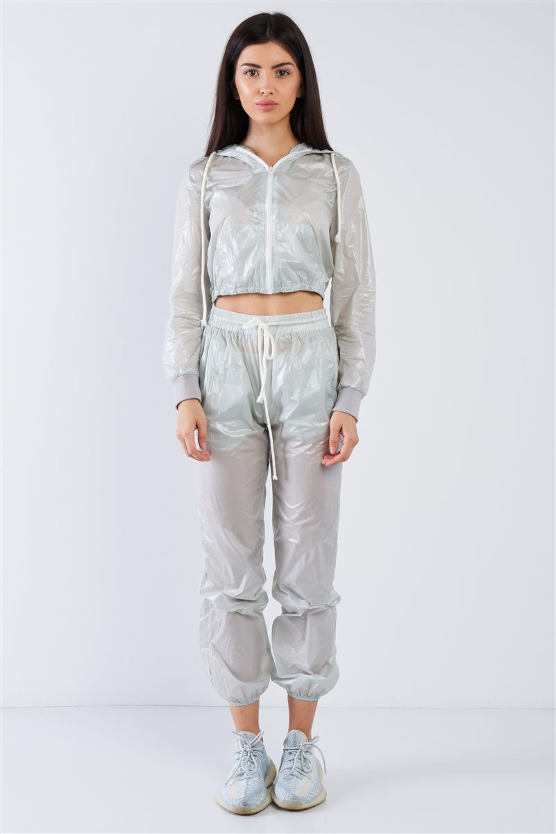 Grey Active Wear Nylon Sweatsuit Set - Absolute Fashion 2020