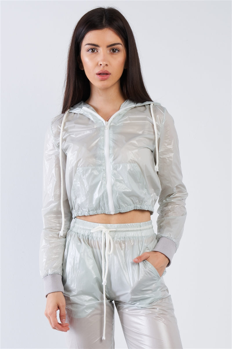 Grey Active Wear Nylon Sweatsuit Set - Absolute Fashion 2020