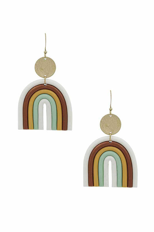 Fashion Metal Clay Mix Rainbow Dangle Earring - Absolute Fashion 2020