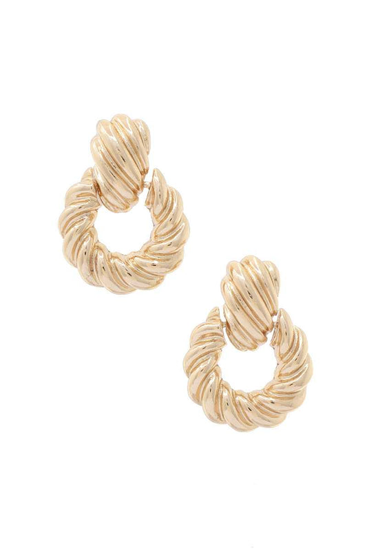 Croissant Texture Metal Post Earring - Absolute Fashion 2020
