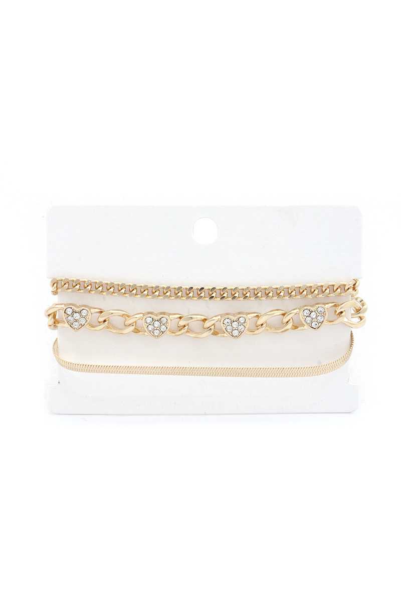 Heart Link Metal Bracelet Set - Absolute Fashion 2020