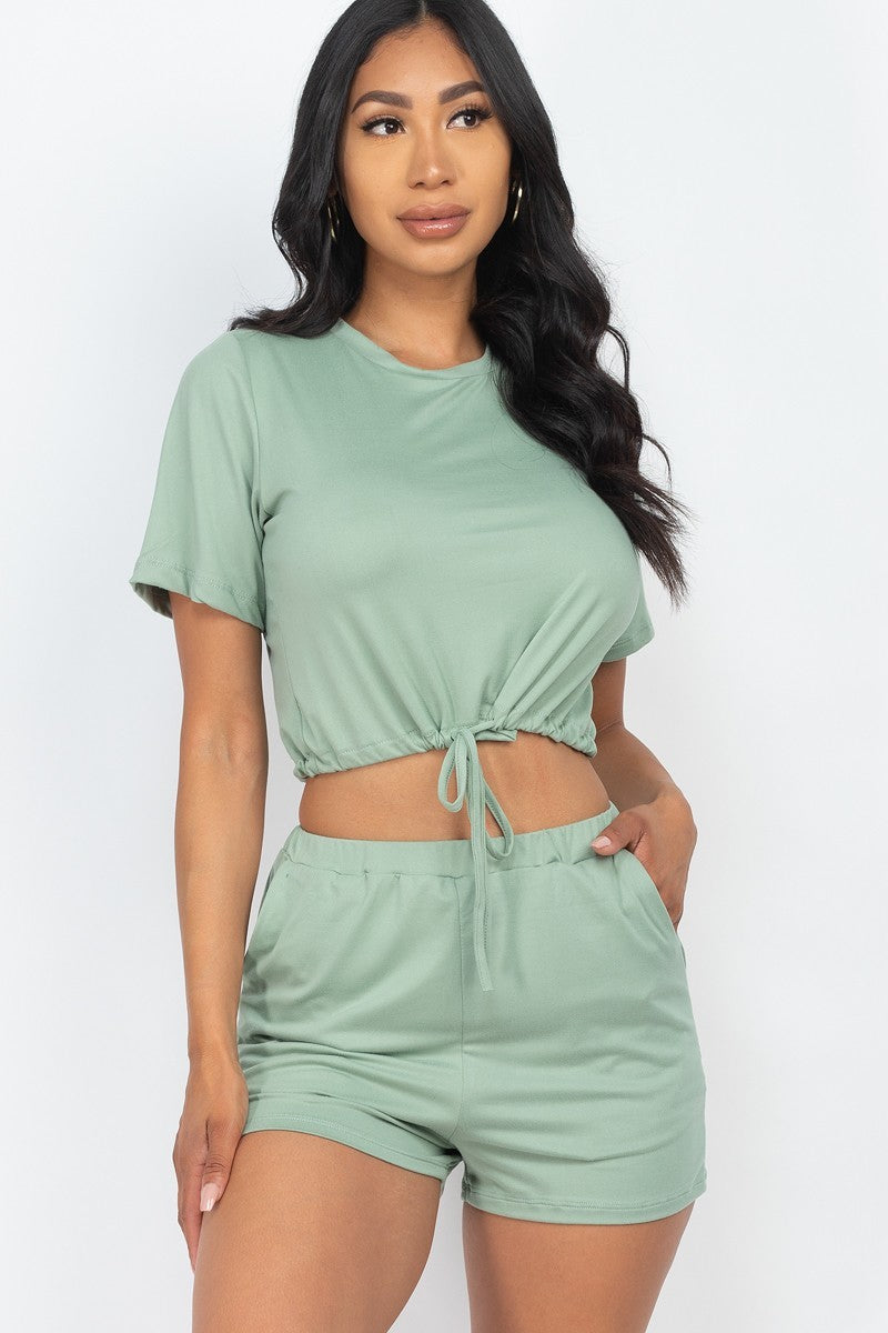 Adjustable Front Tied Crop Top & Shorts Casual Summer Sets - Absolute Fashion 2020