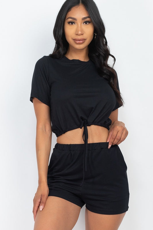 Adjustable Front Tied Crop Top & Shorts Casual Summer Sets - Absolute Fashion 2020