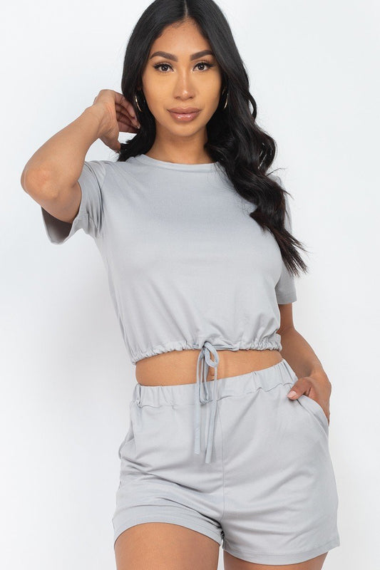 Adjustable Front Tied Crop Top & Shorts Casual Summer Sets - Absolute Fashion 2020