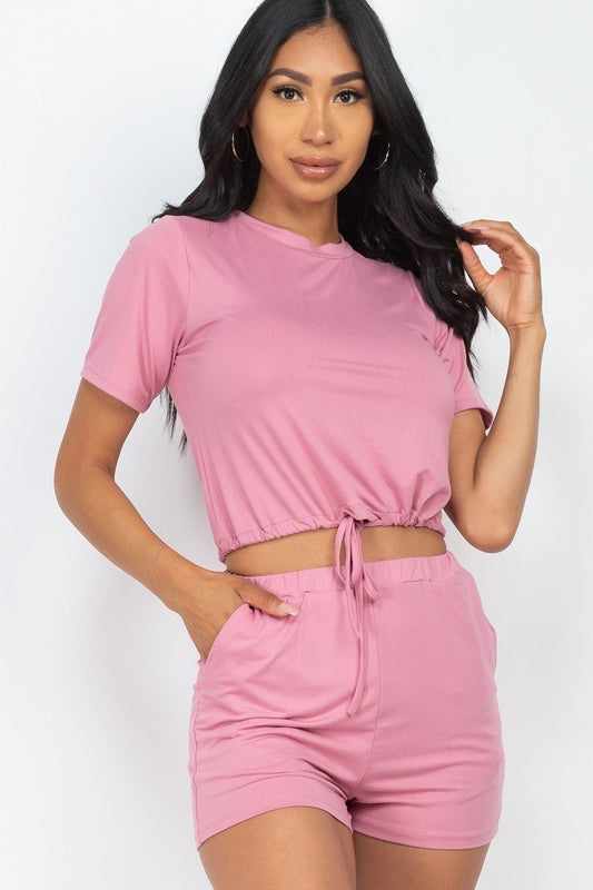 Adjustable Front Tied Crop Top & Shorts Casual Summer Sets - Absolute Fashion 2020