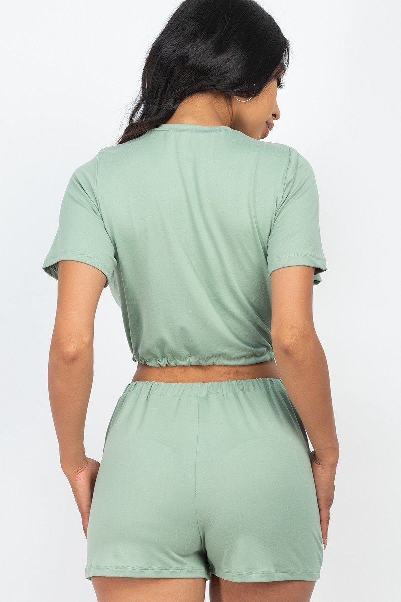 Adjustable Front Tied Crop Top & Shorts Casual Summer Sets - Absolute Fashion 2020