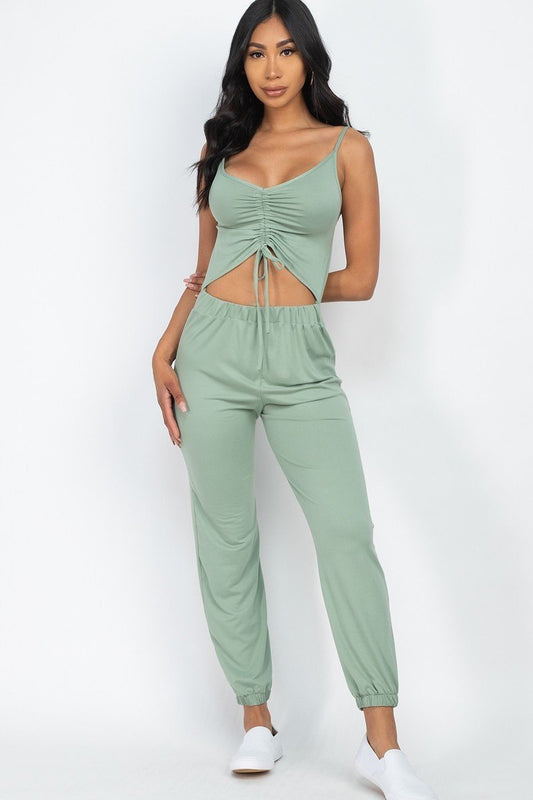 Front Ruched With Adjustable String Cami Casual/summer Jumpsuit - Absolute Fashion 2020