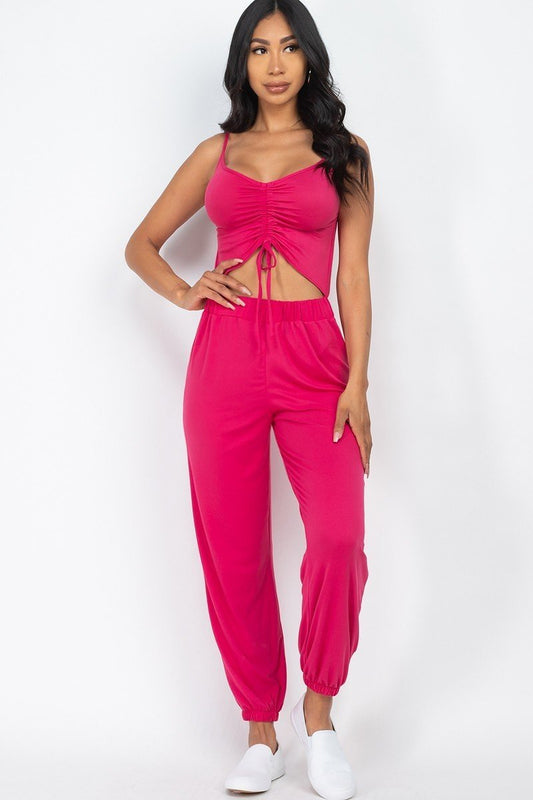Front Ruched With Adjustable String Cami Casual/summer Jumpsuit - Absolute Fashion 2020