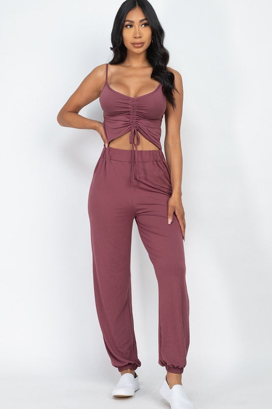Front Ruched With Adjustable String Cami Casual/summer Jumpsuit - Absolute Fashion 2020