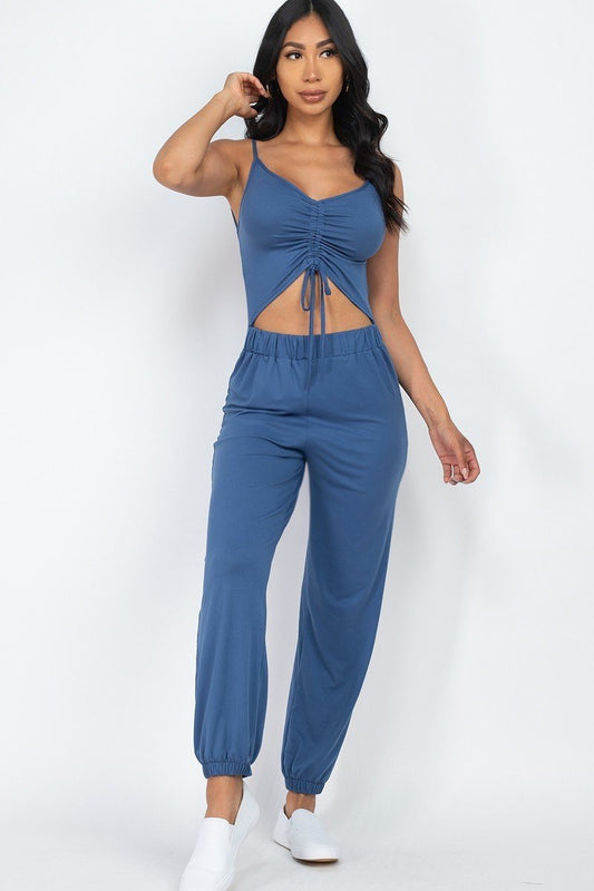 Front Ruched With Adjustable String Cami Casual/summer Jumpsuit - Absolute Fashion 2020