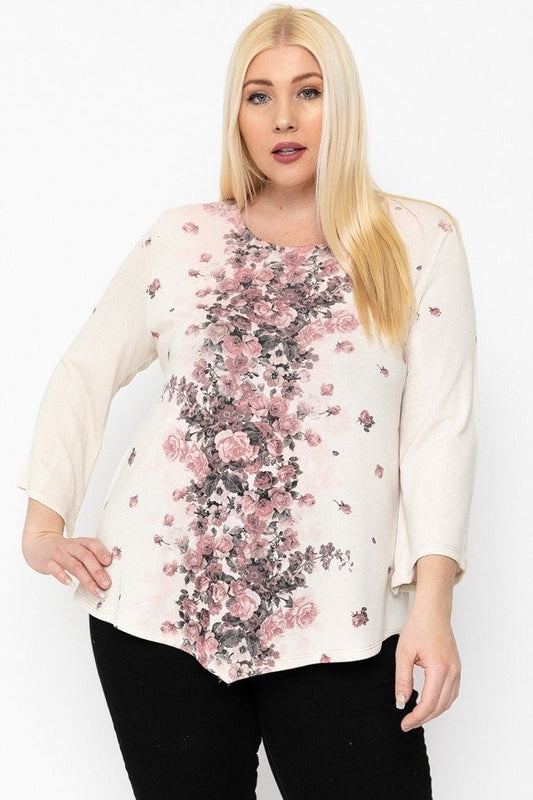 Cheetah Print Top Featuring A Round Neckline And 3/4 Bell Sleeves - Absolute Fashion 2020