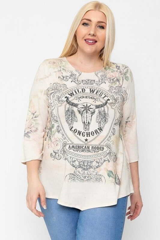 Cheetah Print Top Featuring A Round Neckline And 3/4 Bell Sleeves - Absolute Fashion 2020