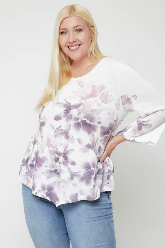 Cheetah Print Top Featuring A Round Neckline And 3/4 Bell Sleeves - Absolute Fashion 2020