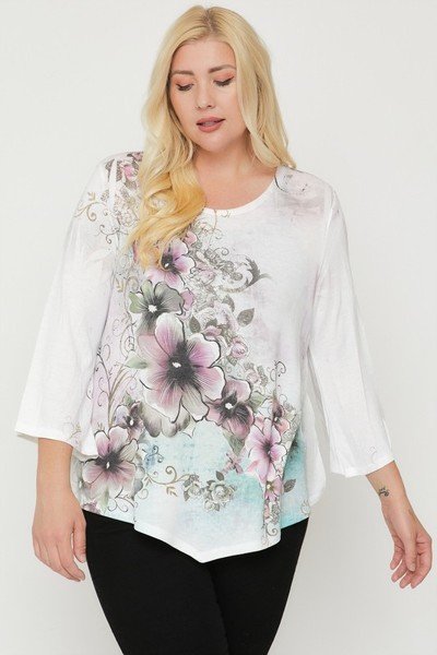 Cheetah Print Top Featuring A Round Neckline And 3/4 Bell Sleeves - Absolute Fashion 2020