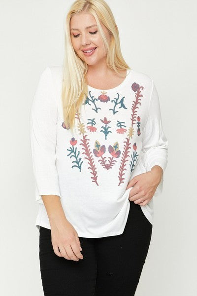 Cheetah Print Top Featuring A Round Neckline And 3/4 Bell Sleeves - Absolute Fashion 2020