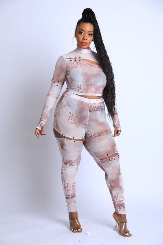 Safety Pin Detailed Cut Out Mesh Set - Absolute Fashion 2020