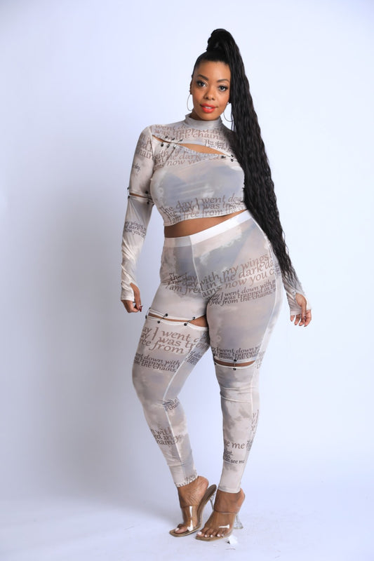Safety Pin Detailed Cut Out Mesh Set - Absolute Fashion 2020