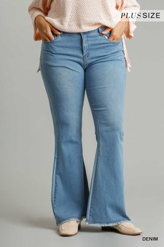 High Rise Stretch Denim Wide Leg Flare Jeans - Absolute Fashion 2020