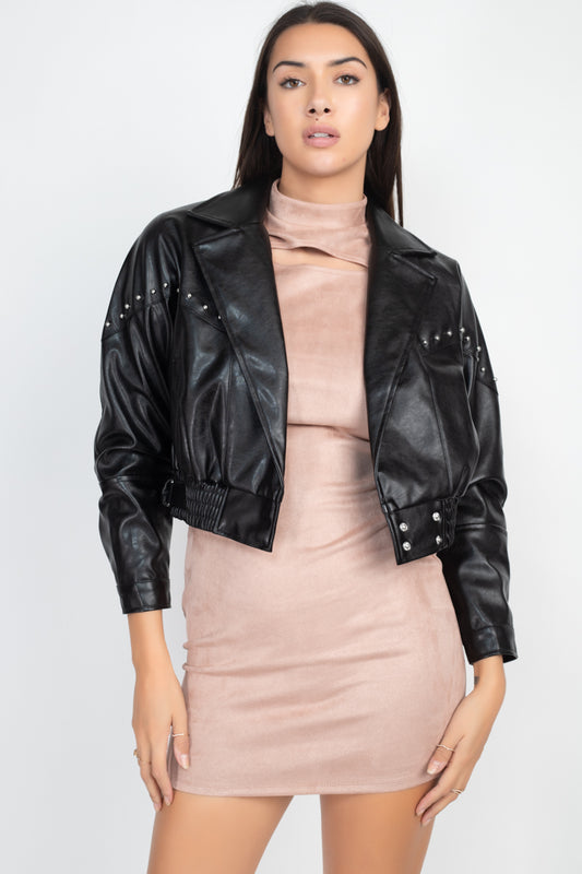 Crop Studded Moto Jacket - Absolute Fashion 2020