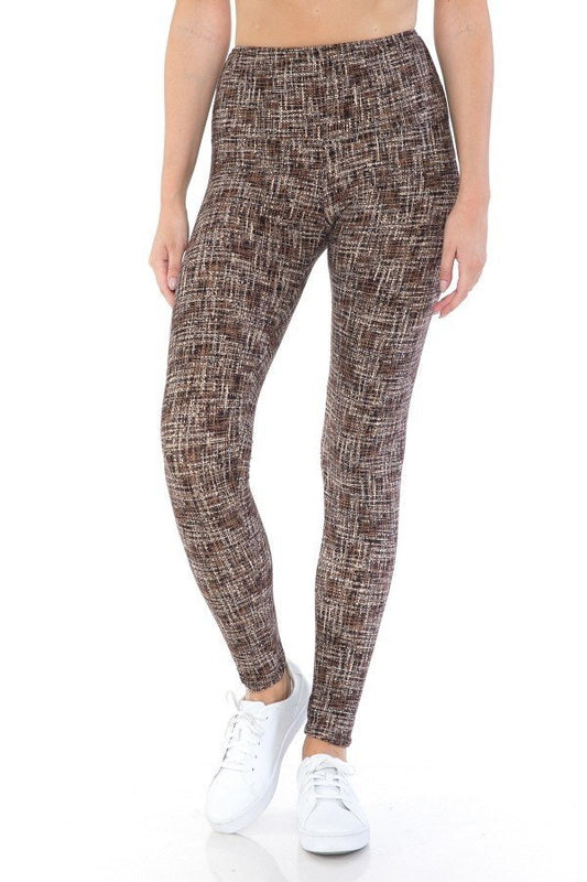 Yoga Style Banded Lined Multi Printed Knit Legging With High Waist - Absolute Fashion 2020