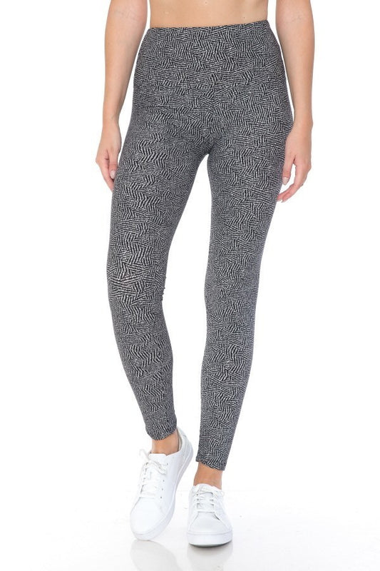 Yoga Style Banded Lined Multi Printed Knit Legging With High Waist - Absolute Fashion 2020