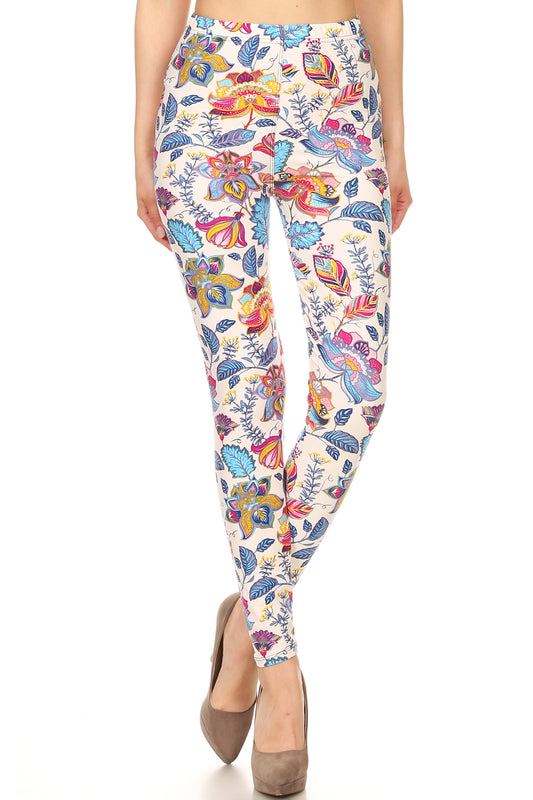 Floral Printed Lined Knit Legging With Elastic Waistband - Absolute Fashion 2020