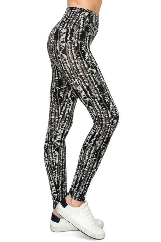 Yoga Style Banded Lined Tie Dye Printed Knit Legging With High Waist. - Absolute Fashion 2020