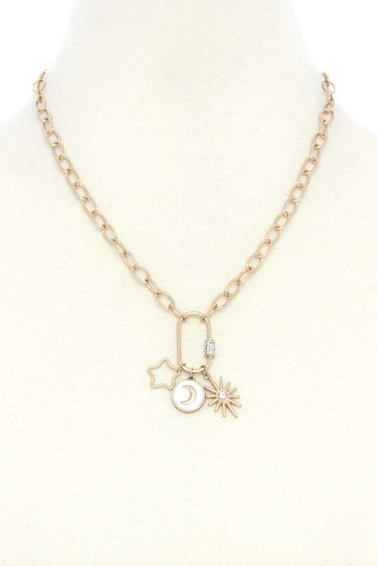 Star Moon Screw Lock Pendant Necklace - Absolute Fashion 2020