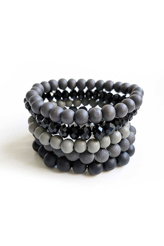 Fashion Wood Glass Bead Stretch 5 Pc Set - Absolute Fashion 2020