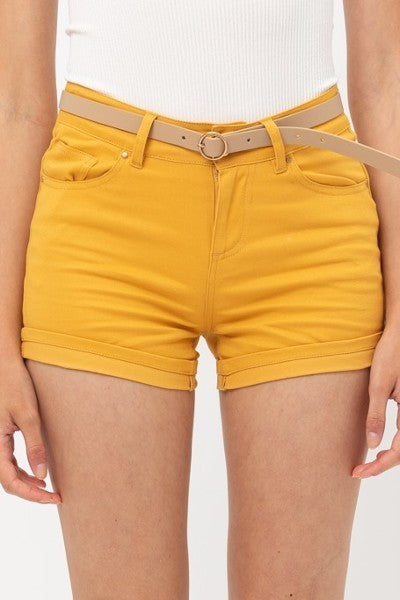 High Rise 5 Pockets Roll Up Hem Shorts - Absolute Fashion 2020