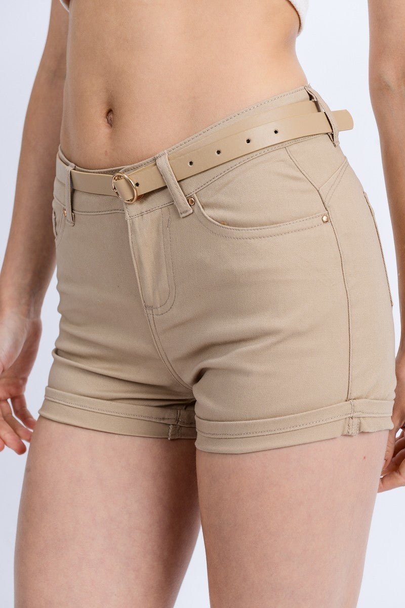 High Rise 5 Pockets Roll Up Hem Shorts - Absolute Fashion 2020