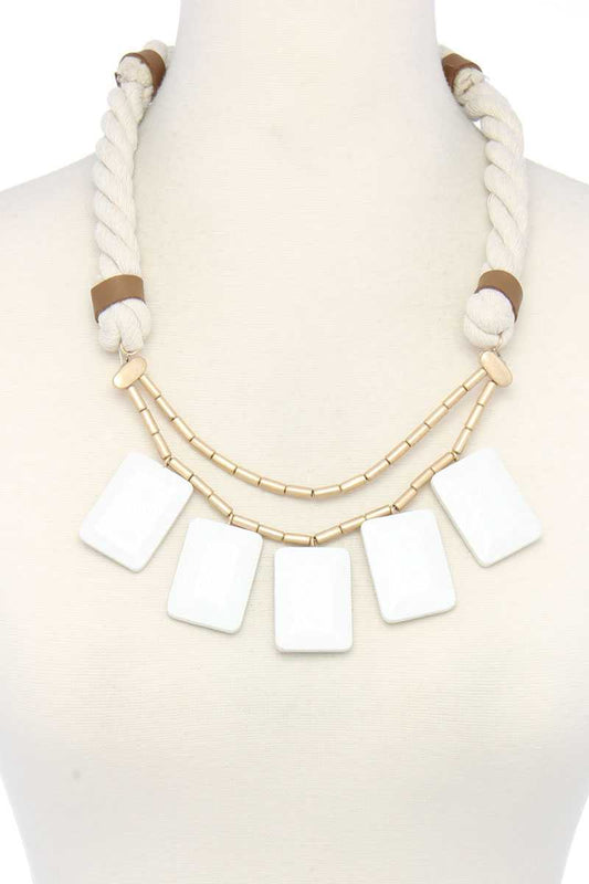 Sqaure Shape Rope Necklace - Absolute Fashion 2020