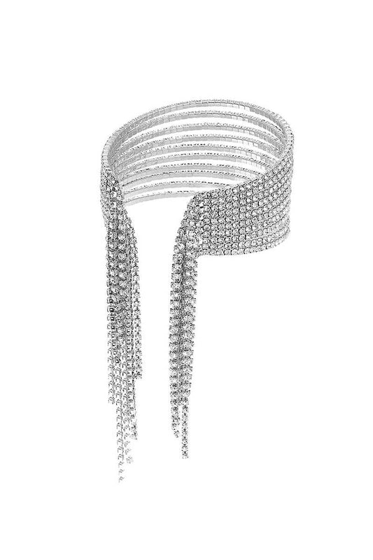 Fashion Rhinestone 10 Row Fringe Open Wire Bracelet - Absolute Fashion 2020