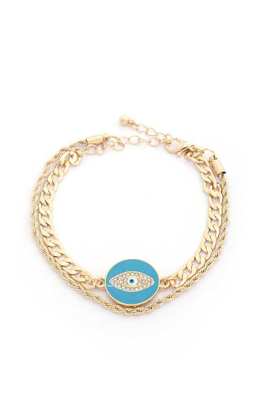 Evil Eye Curb Link Layered Bracelet - Absolute Fashion 2020