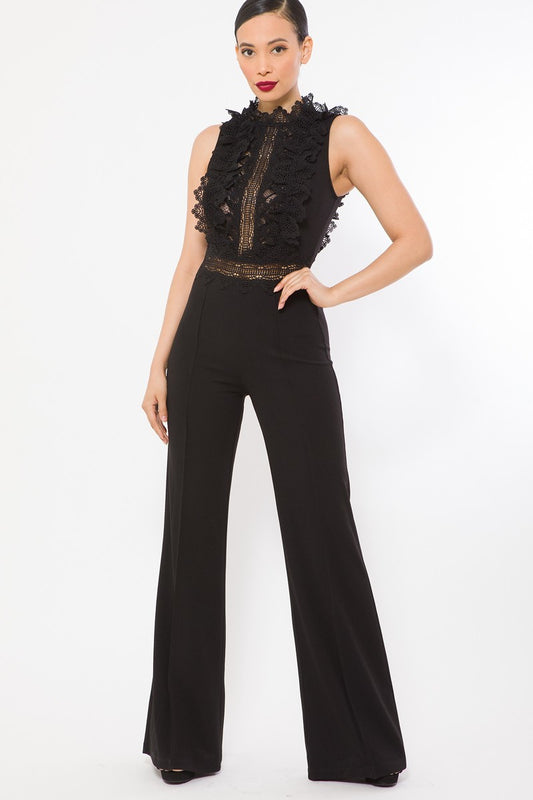Crochet Lace Combined Bodice Jumpsuit - Absolute Fashion 2020