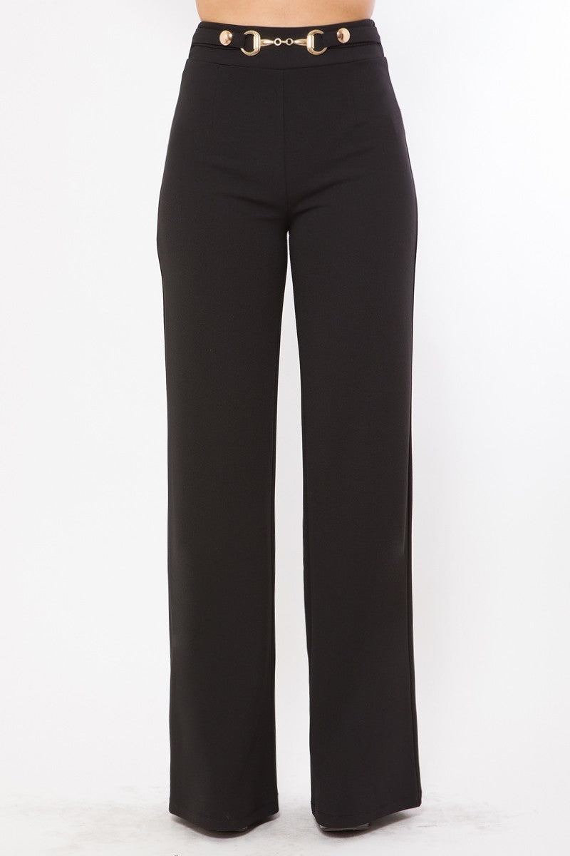 Waist Button And Buckle Detailed Fashion Pants - Absolute Fashion 2020