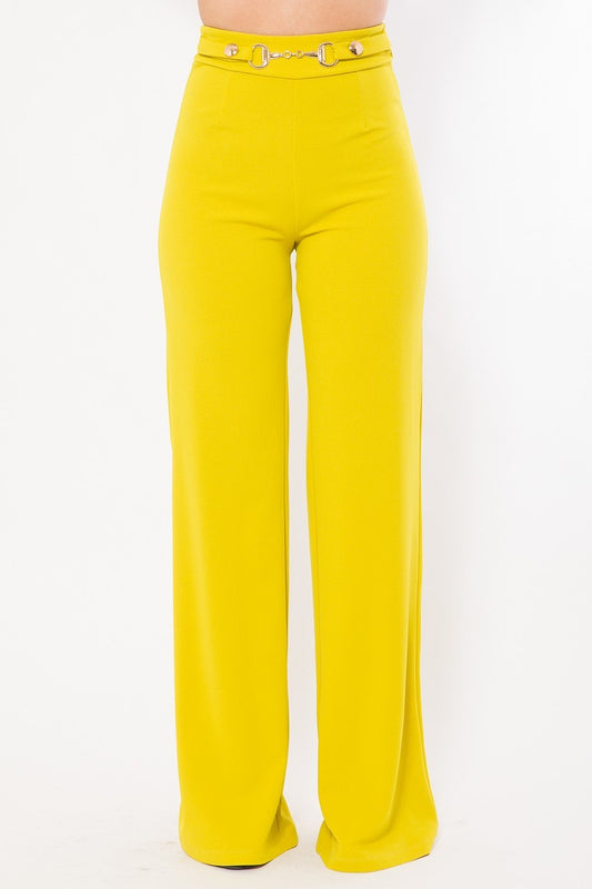 Waist Button And Buckle Detailed Fashion Pants - Absolute Fashion 2020