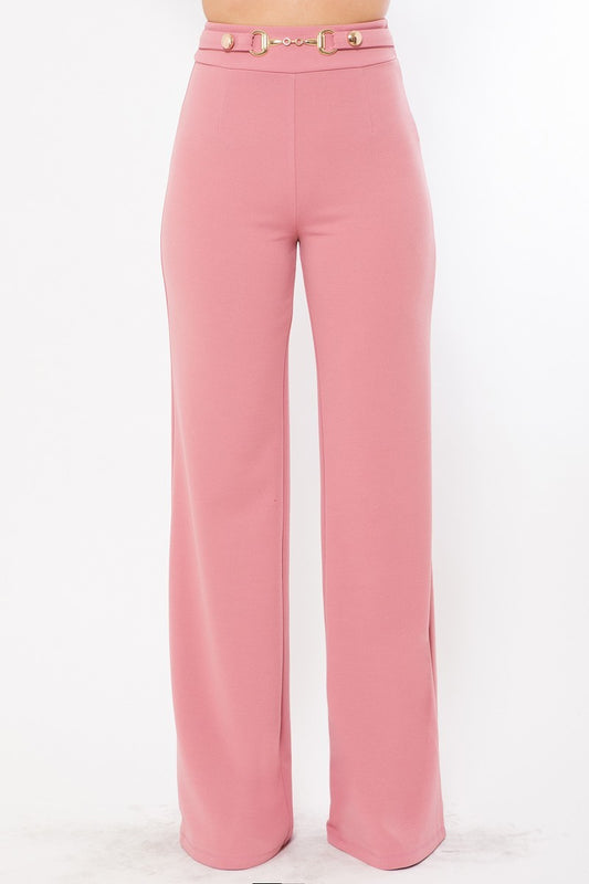 Waist Button And Buckle Detailed Fashion Pants - Absolute Fashion 2020
