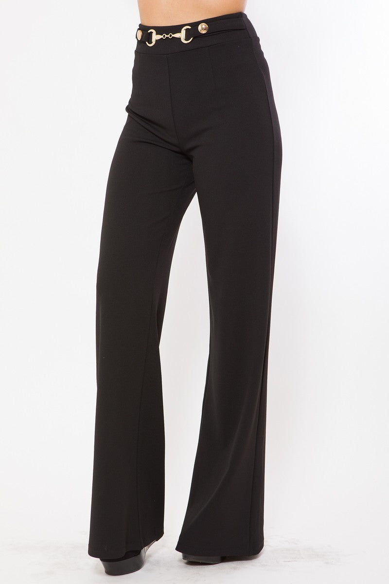 Waist Button And Buckle Detailed Fashion Pants - Absolute Fashion 2020