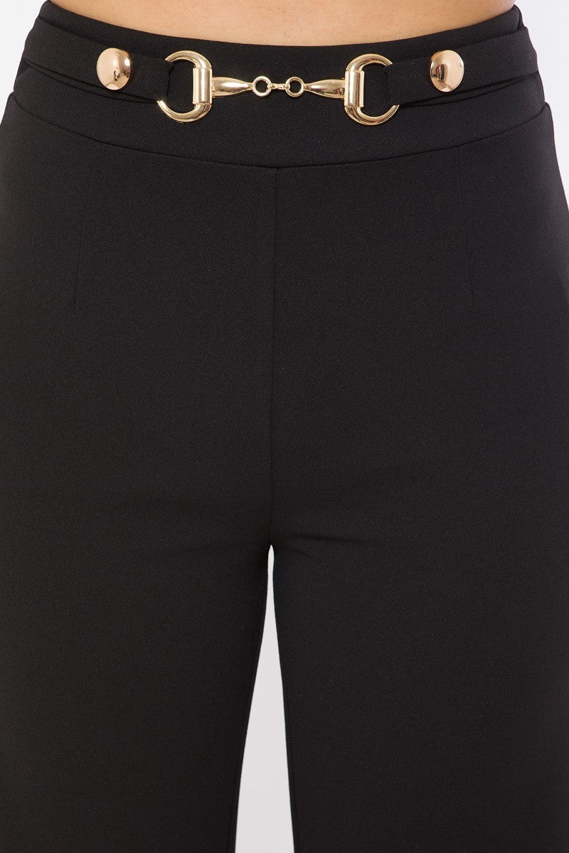Waist Button And Buckle Detailed Fashion Pants - Absolute Fashion 2020