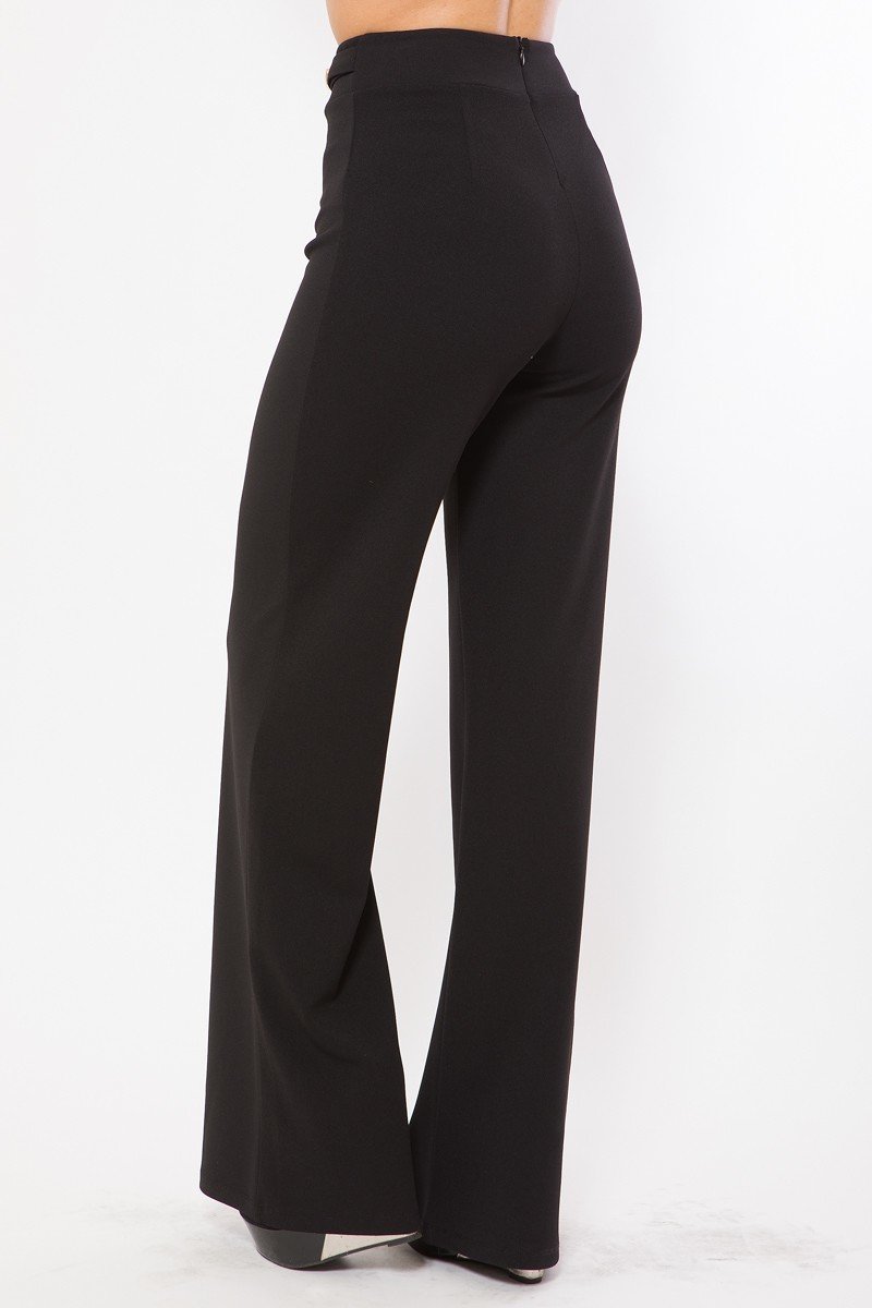 Waist Button And Buckle Detailed Fashion Pants - Absolute Fashion 2020