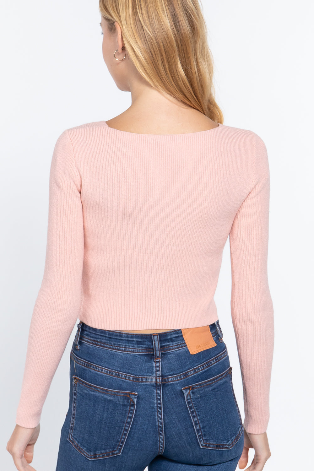 V-neck Front Knotted Crop Sweater - Absolute Fashion 2020