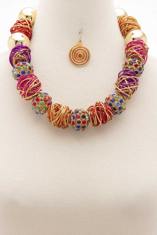 Chunky Beaded Wire Wrapped Necklace - Absolute Fashion 2020